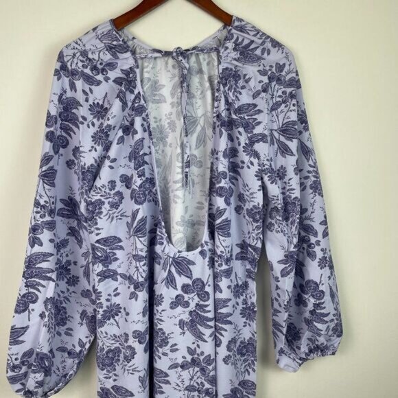 Hill House The Simone Maxi Side Slit Long Sleeve Dress Lilac Floral Purple L - Picture 4 of 10